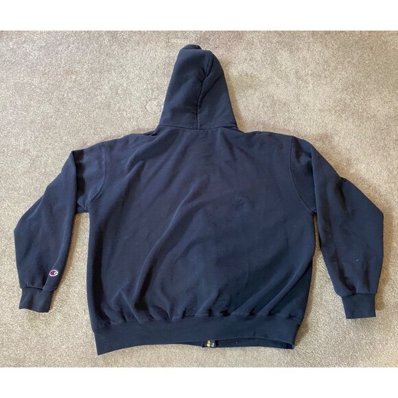 Champion Illinois Navy Blue Full-Zip Hoodie Pockets & Hood XL - Picture 2 of 8